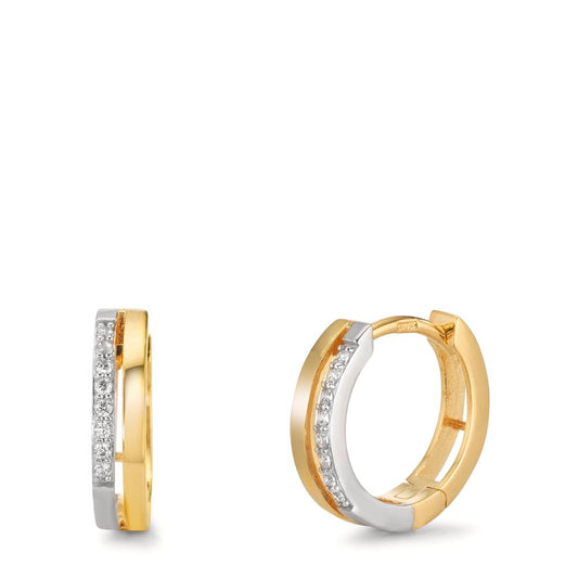 Orecchini circolari Oro giallo 375/9K Zirconia 16 pietra bicolore