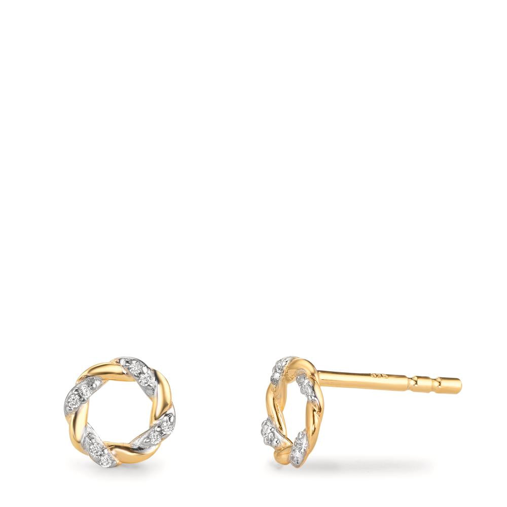 Orecchini a bottone Oro giallo 375/9K Zirconia 16 pietra Ø6.5 mm