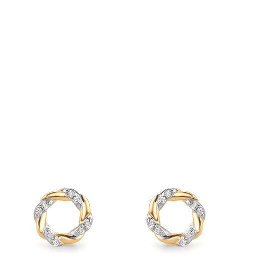 Orecchini a bottone Oro giallo 375/9K Zirconia 16 pietra Ø6.5 mm
