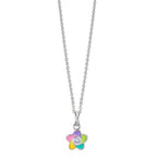 Catena con ciondolo Argento Zirconia rodiato Fiore 36-38 cm