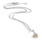 Catena con ciondolo Argento Zirconia rodiato Fiore 36-38 cm