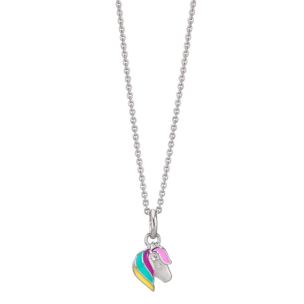 Catena con ciondolo Argento Zirconia rodiato Cavallo 36-38 cm