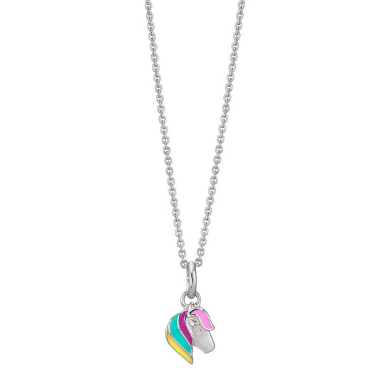 Catena con ciondolo Argento Zirconia rodiato Cavallo 36-38 cm