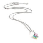 Catena con ciondolo Argento Zirconia rodiato Cavallo 36-38 cm