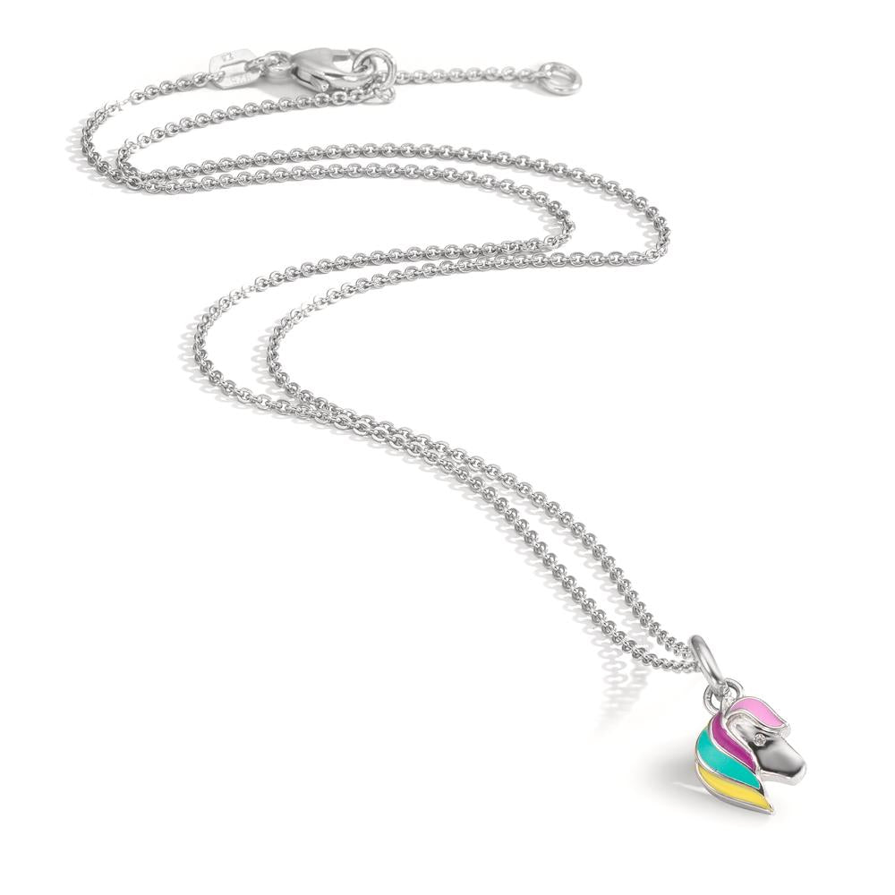Catena con ciondolo Argento Zirconia rodiato Cavallo 36-38 cm
