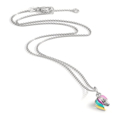 Catena con ciondolo Argento Zirconia rodiato Cavallo 36-38 cm