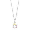 Catena con ciondolo Argento Zirconia rodiato Cuore 36-38 cm