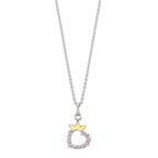 Catena con ciondolo Argento Zirconia rodiato Cuore 36-38 cm