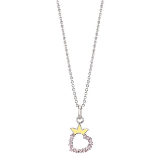 Catena con ciondolo Argento Zirconia rodiato Cuore 36-38 cm