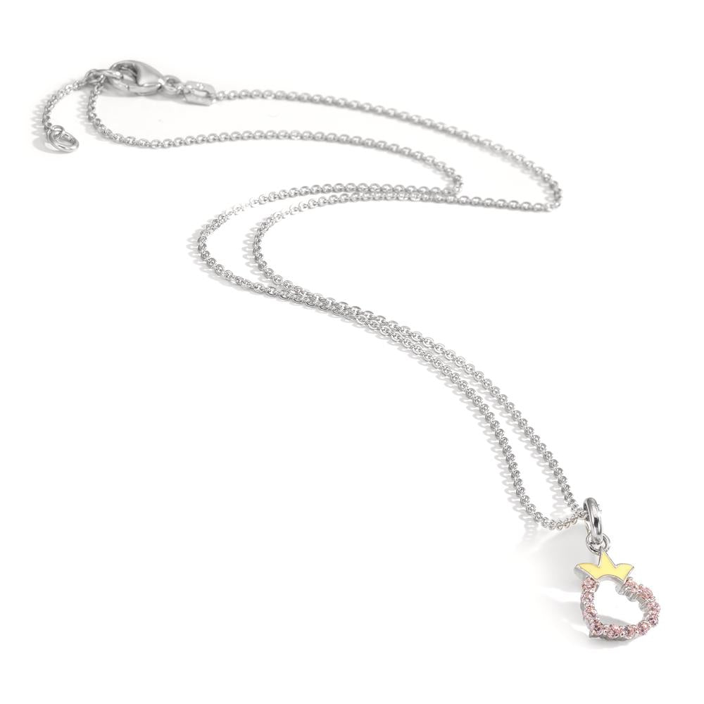 Catena con ciondolo Argento Zirconia rodiato Cuore 36-38 cm