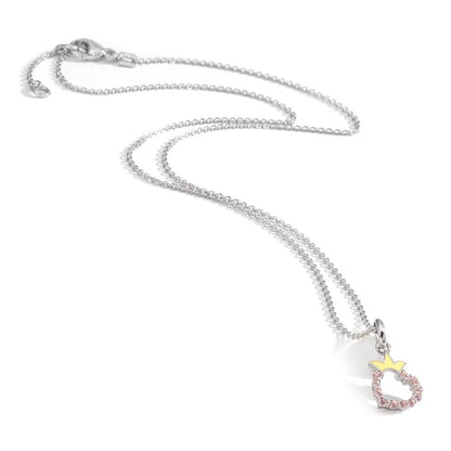 Catena con ciondolo Argento Zirconia rodiato Cuore 36-38 cm