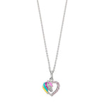 Catena con ciondolo Argento Zirconia rosa rodiato Cavallo 36-38 cm