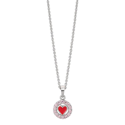 Catena con ciondolo Argento Zirconia rosa rodiato 36-38 cm