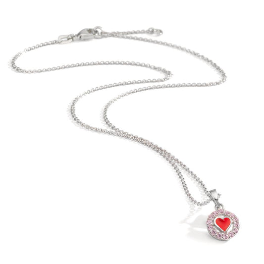 Catena con ciondolo Argento Zirconia rosa rodiato 36-38 cm