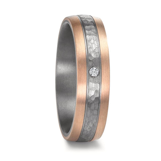Anello del partner 999 Tantalio, Oro rosa 585/14 kt Diamante 0.02 ct, w-si