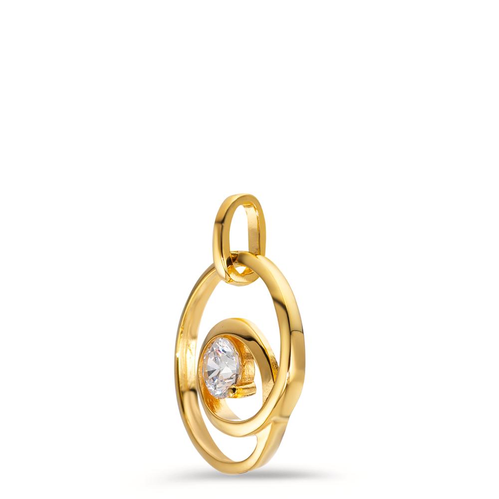Ciondolo Argento Zirconia dorato Ø14.5 mm