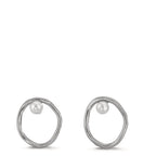 Orecchini a bottone Argento Perla coltivata d'acqua dolce bianco, 2 Perla, 3 mm Ø11 mm
