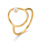 Anello Argento giallo dorato Perla coltivata d'acqua dolce bianco, 3 mm Ø14 mm