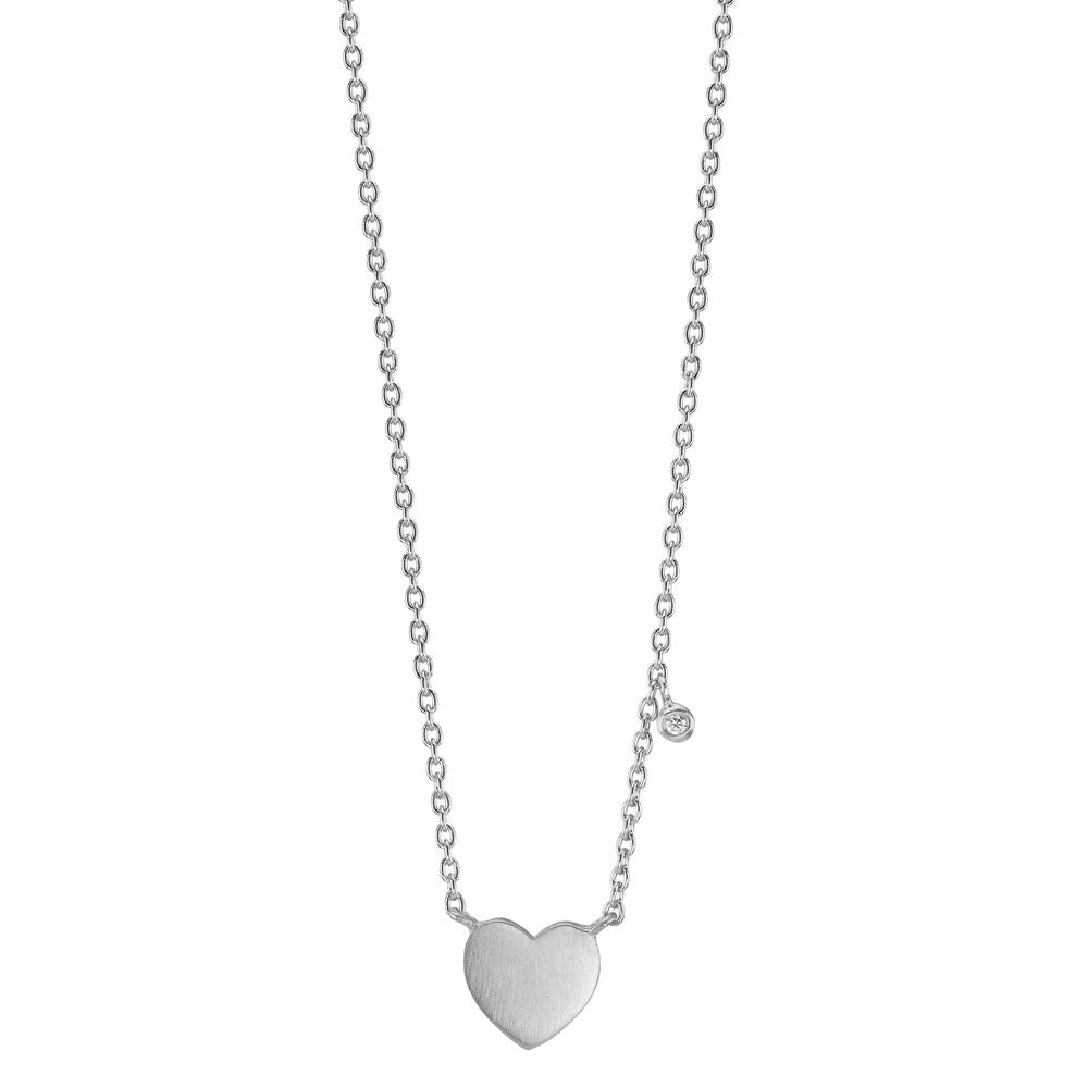 Collana Argento Zirconia bianco Cuore 42-47 cm