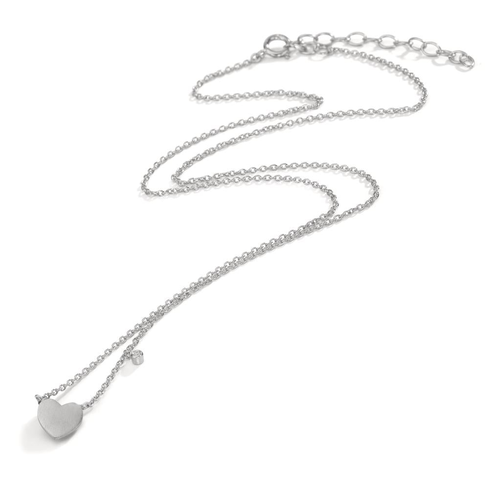 Collana Argento Zirconia bianco Cuore 42-47 cm