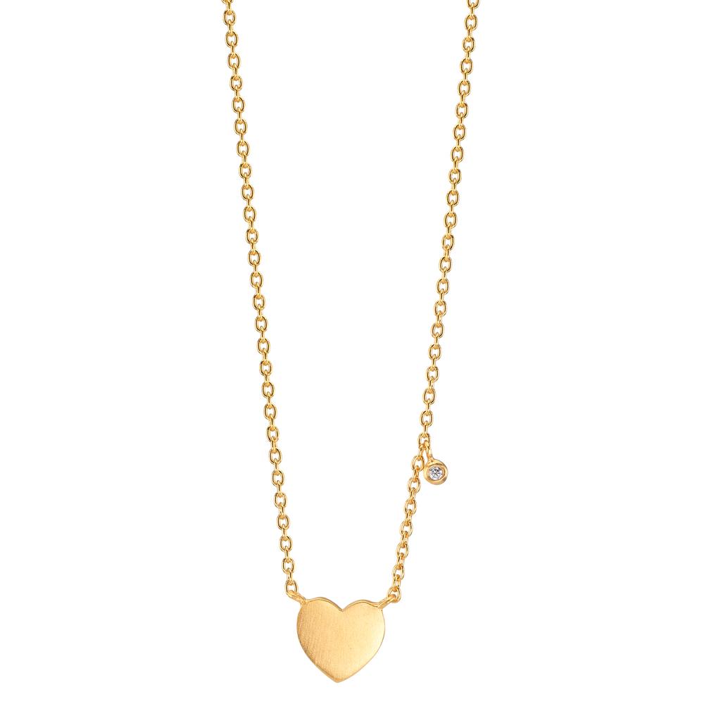 Collana Argento Zirconia bianco giallo dorato Cuore 42-47 cm