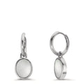 Orecchini a cerchio con pendente Argento Madreperla bianco, 2 Perla 9-9.5 mm Ø14 mm