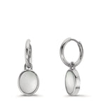 Orecchini a cerchio con pendente Argento Madreperla bianco, 2 Perla 9-9.5 mm Ø14 mm