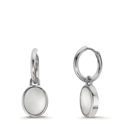 Orecchini a cerchio con pendente Argento Madreperla bianco, 2 Perla 9-9.5 mm Ø14 mm
