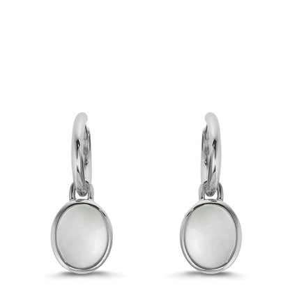 Orecchini a cerchio con pendente Argento Madreperla bianco, 2 Perla 9-9.5 mm Ø14 mm