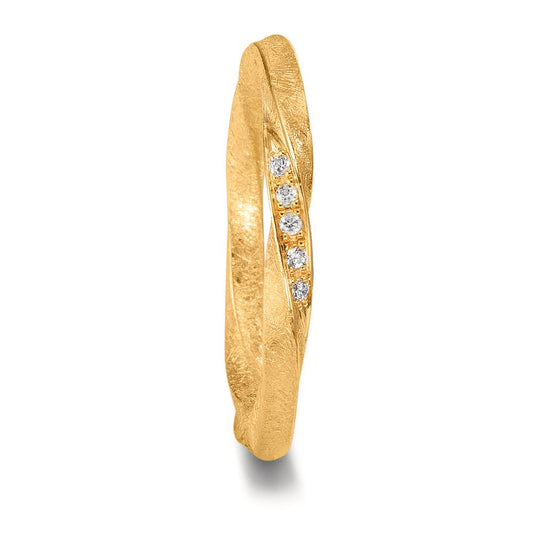 Anello del partner Oro giallo 750/18 carati Diamante 0.075 ct, 15 pietra, tw-vsi