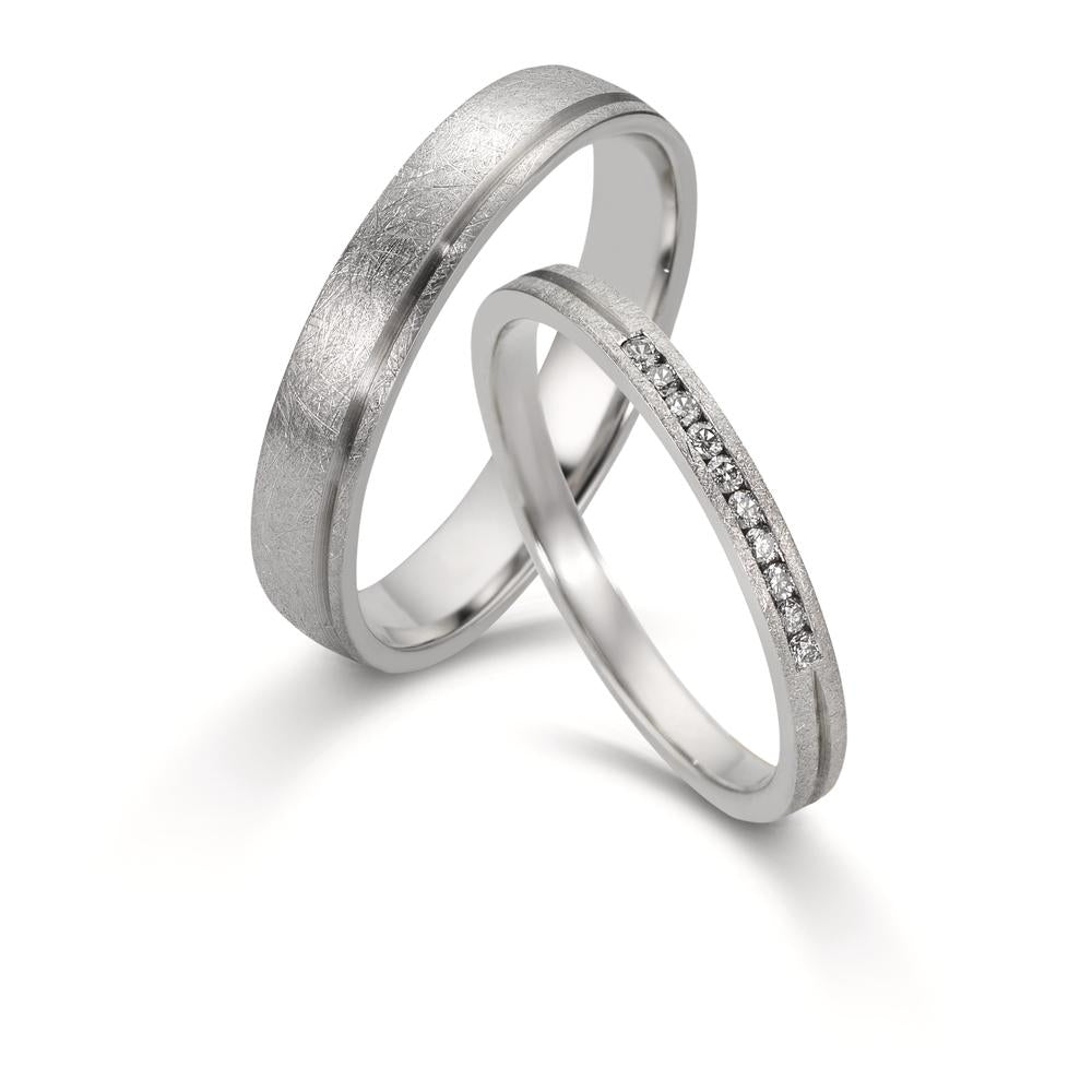 Anello del partner Platino 950 Diamante 0.075 ct, 10 pietra, w-si