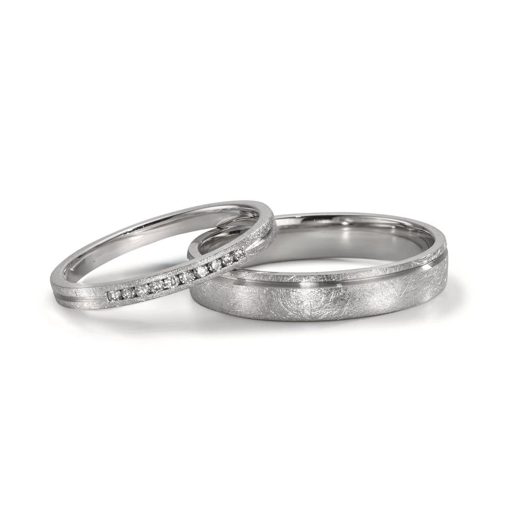Anello del partner Platino 950 Diamante 0.075 ct, 10 pietra, w-si
