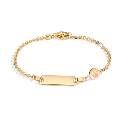 Bracciale con incisione Oro giallo 375/9K laccato Corona 12-14 cm