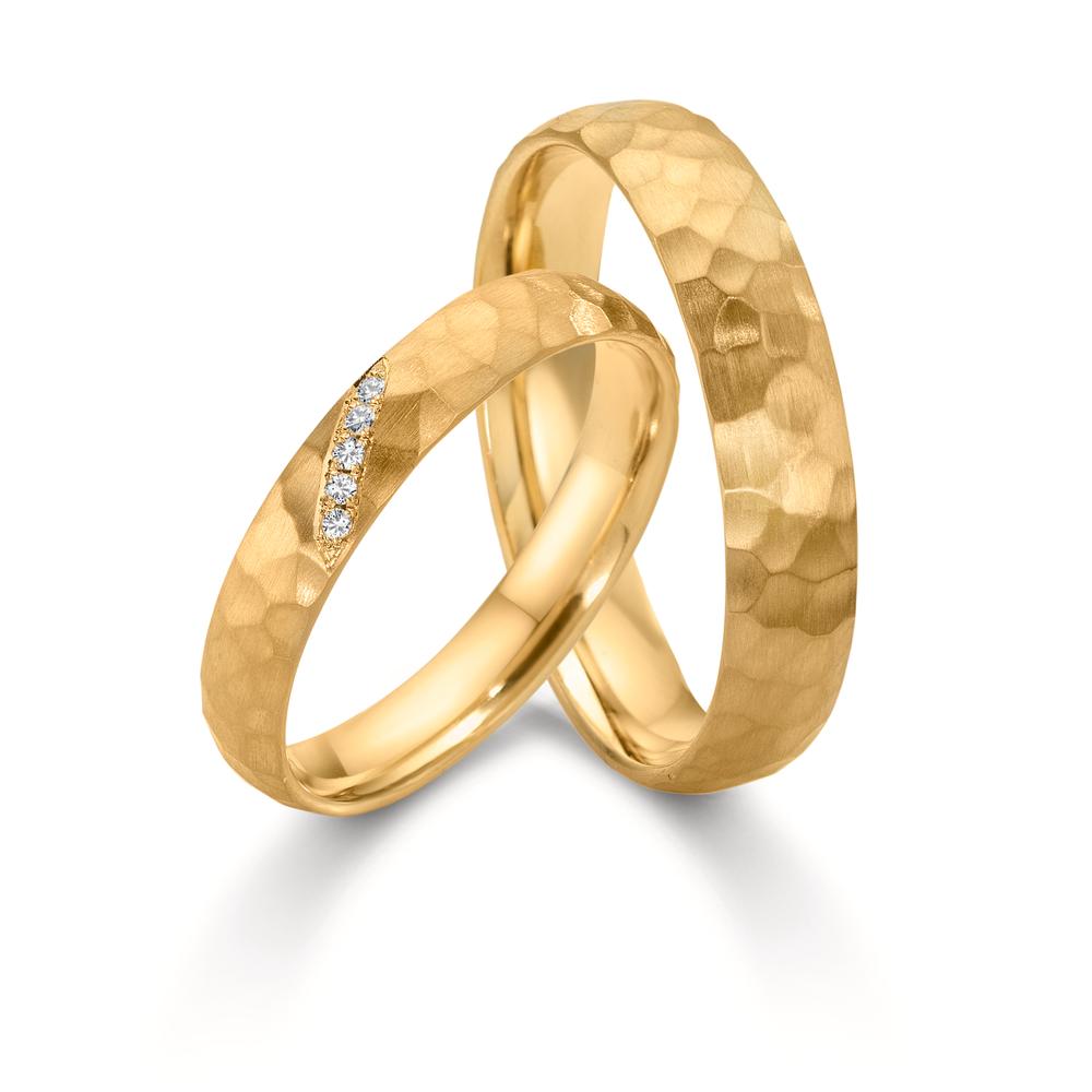 Anello del partner Oro giallo 750/18 carati Diamante 0.02 ct, 4 pietra, w-si