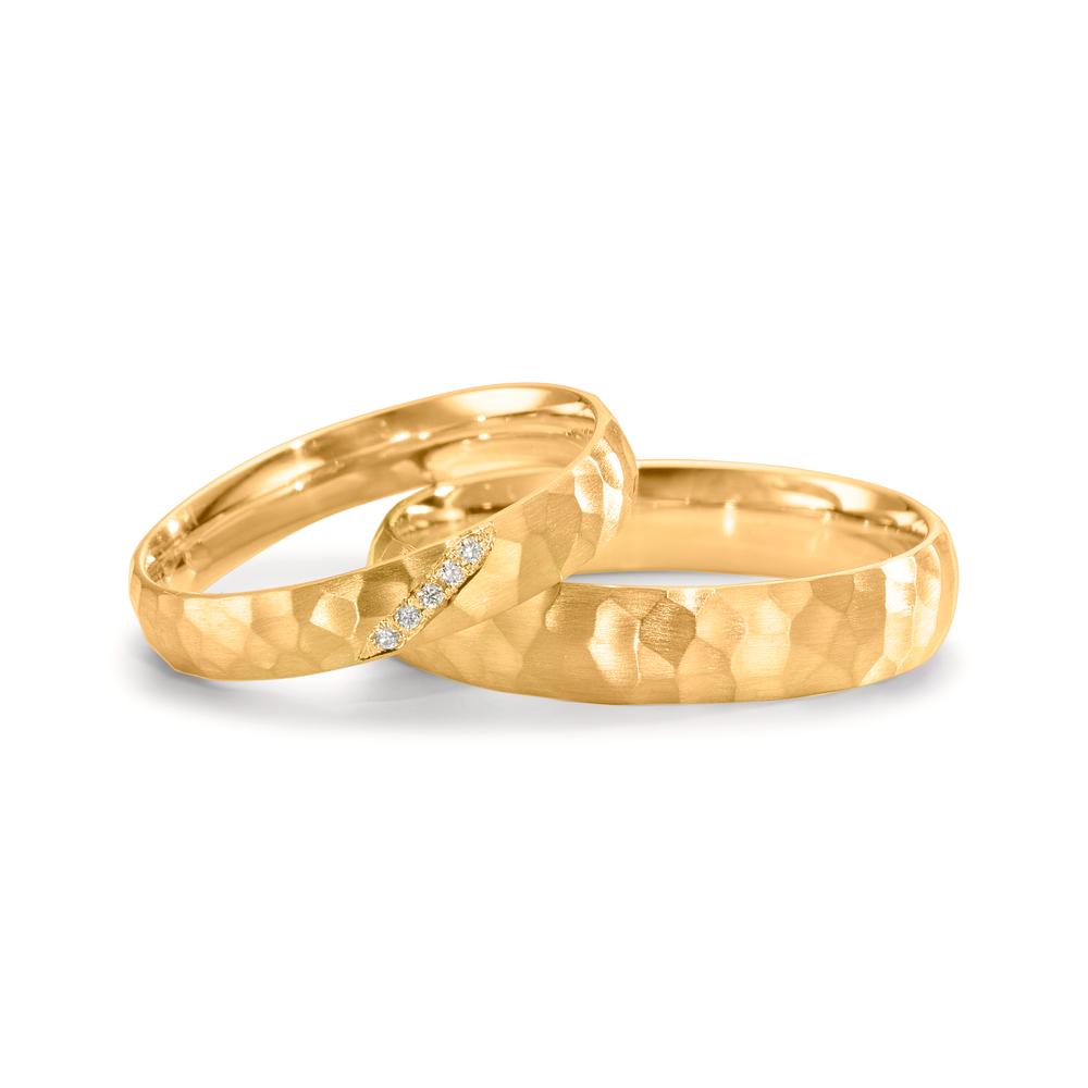 Anello del partner Oro giallo 750/18 carati Diamante 0.02 ct, 4 pietra, w-si