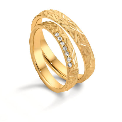 Anello del partner Oro giallo 750/18 carati Diamante 0.063 ct, 7 pietra, w-si