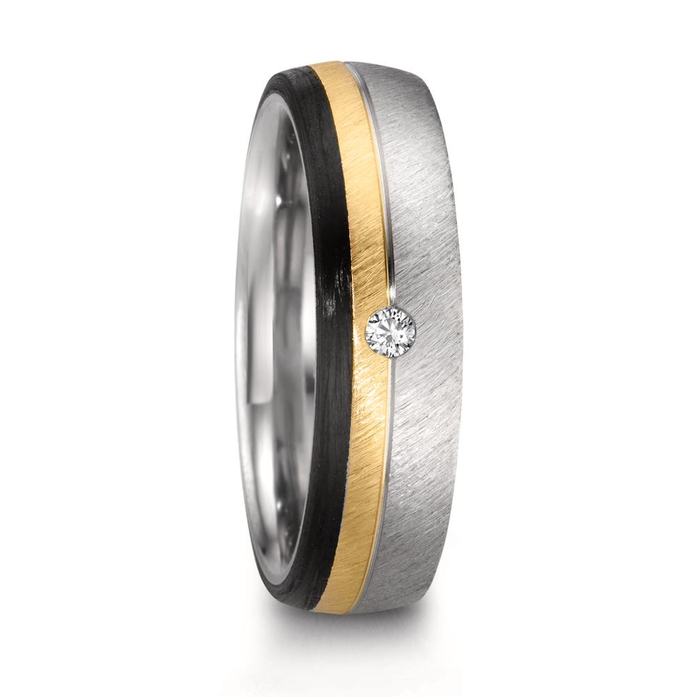 Anello del partner Acciaio inossidabile, Oro rosa 375/9k, Carbonio Diamante 0.025 ct, w-si