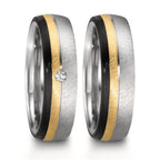 Anello del partner Acciaio inossidabile, Oro rosa 375/9k, Carbonio