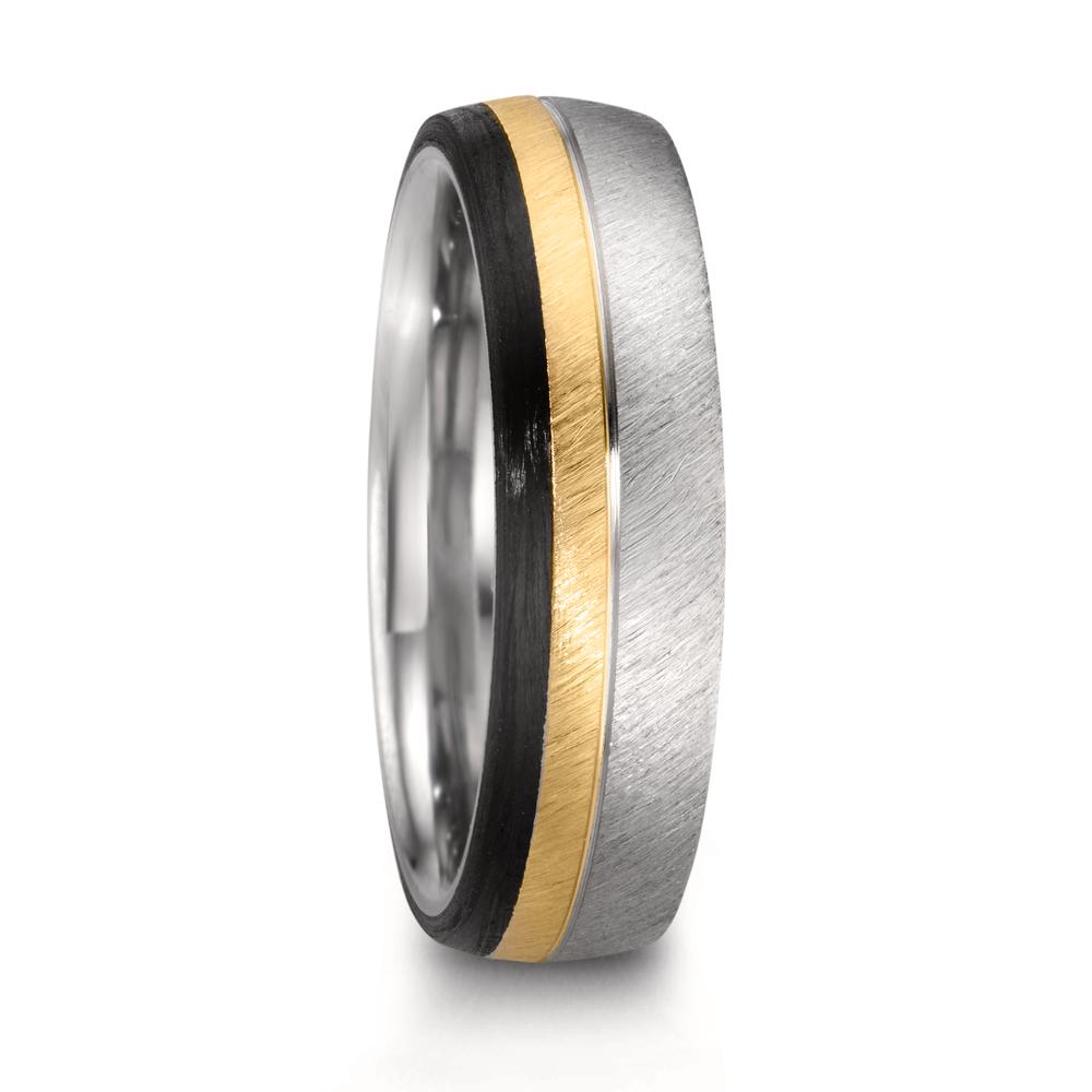 Anello del partner Acciaio inossidabile, Oro rosa 375/9k, Carbonio