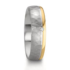 Anello del partner Argento, Oro rosa 585/14 kt Diamante 0.015 ct, w-si bicolore
