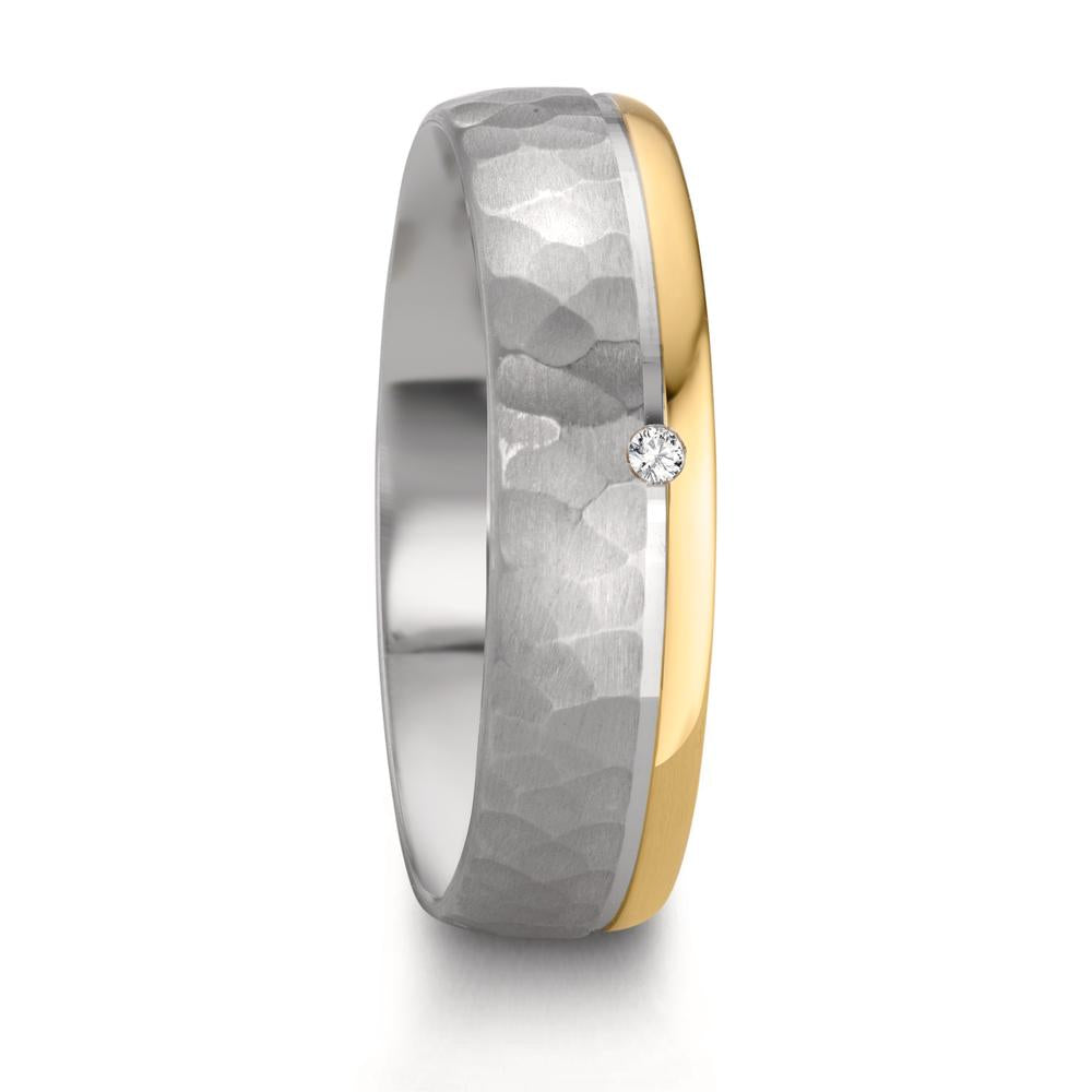 Anello del partner Argento, Oro rosa 585/14 kt Diamante 0.015 ct, w-si bicolore