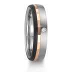 Anello del partner Acciaio inossidabile, Oro rosso 375/9K Diamante 0.02 ct, w-si