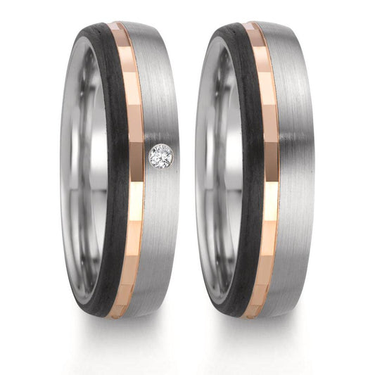 Anello del partner Acciaio inossidabile, Oro rosso 375/9K