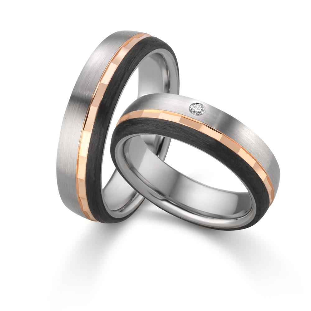 Anello del partner Acciaio inossidabile, Oro rosso 375/9K