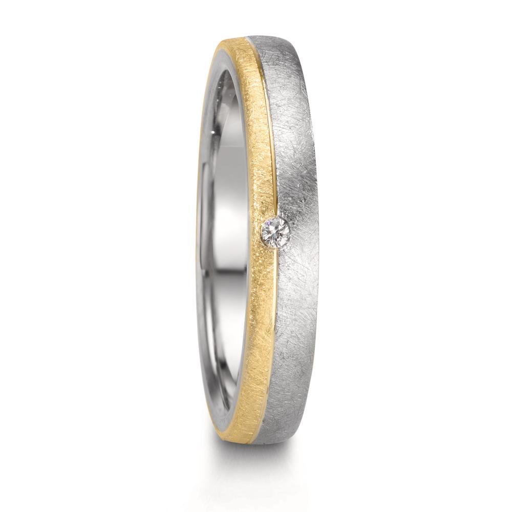 Anello del partner Acciaio inossidabile, Oro giallo 375/9K Diamante 0.015 ct, w-si
