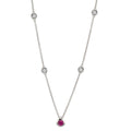 Collana Oro bianco 750/18 carati Diamante 0.14 ct, 4 pietra, w-si, Rubino 42-45 cm