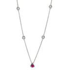 Collana Oro bianco 750/18 carati Diamante 0.14 ct, 4 pietra, w-si, Rubino 42-45 cm