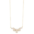 Collana Oro giallo 750/18 carati Diamante 0.08 ct, 4 pietra, w-si Perla coltivata d'acqua dolce, 12 Perla 3.5-6.5 mm 42-45 cm
