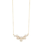 Collana Oro giallo 750/18 carati Diamante 0.08 ct, 4 pietra, w-si Perla coltivata d'acqua dolce, 12 Perla 3.5-6.5 mm 42-45 cm