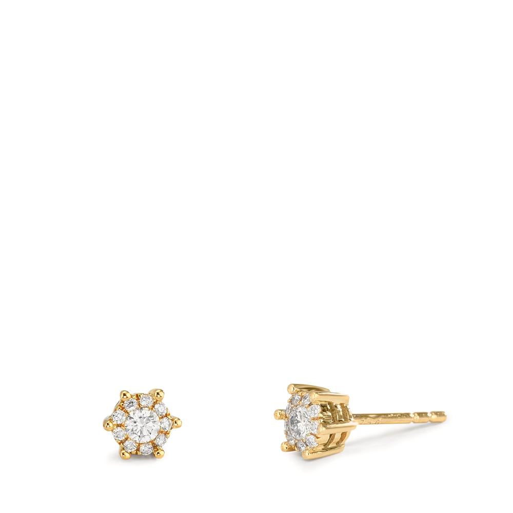 Orecchini a bottone Oro giallo 750/18 carati Diamante 0.17 ct, 2 pietra, w-si Ø4.5 mm